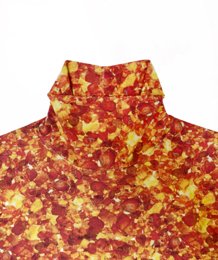 Allover amber printed jersey turtleneck